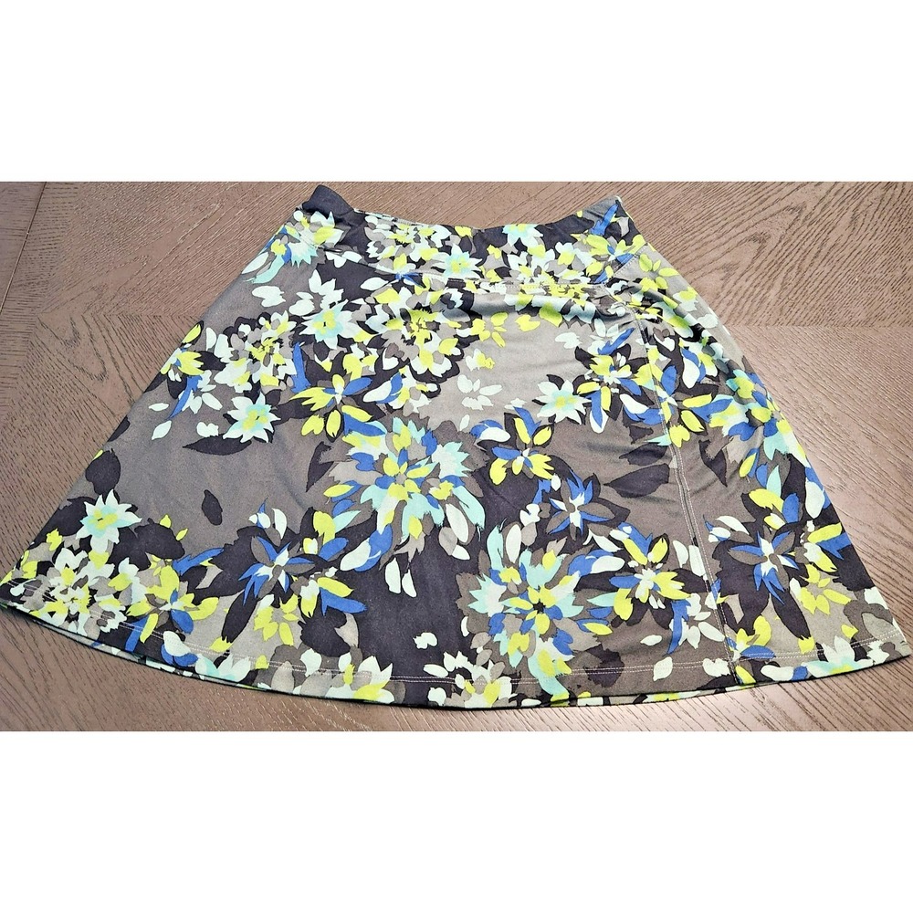 REI Womens Floral Active Skort Gray Blue Lime Green Size Small RN37249